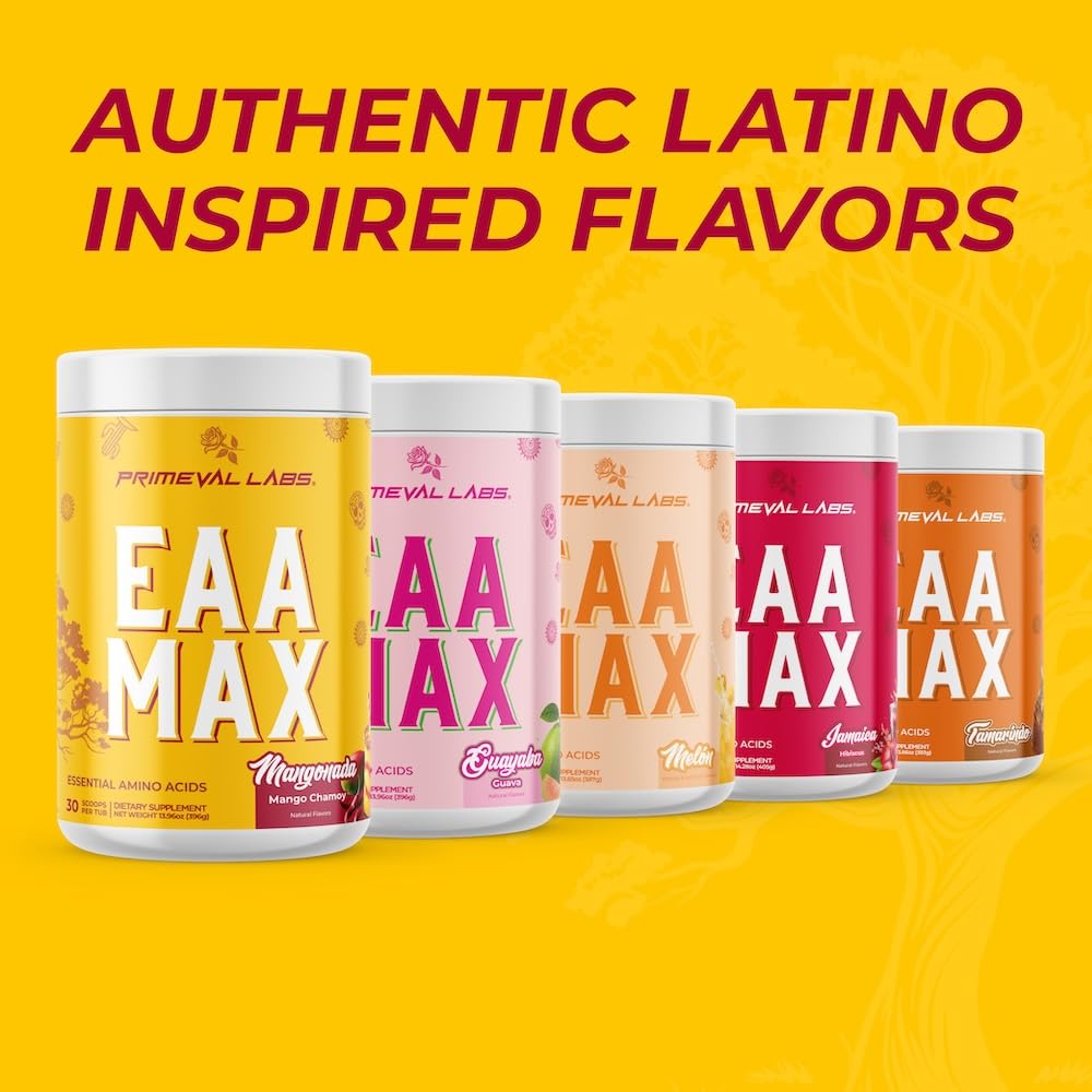 Primeval Labs EAA Max Energy packaging with mangonada branding