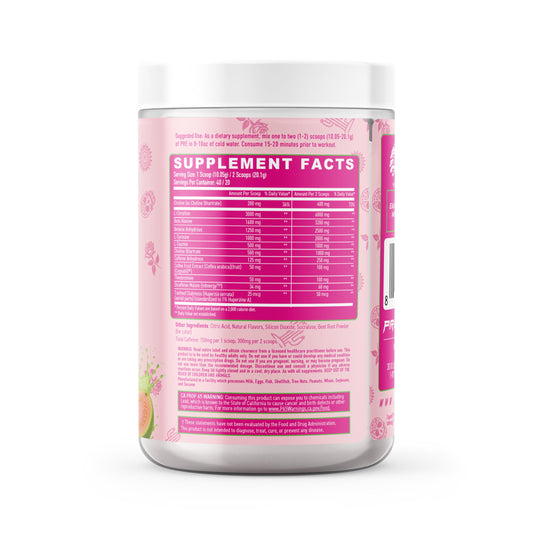 Primeval Labs PRE guava flavor tub with bold label for consistent training