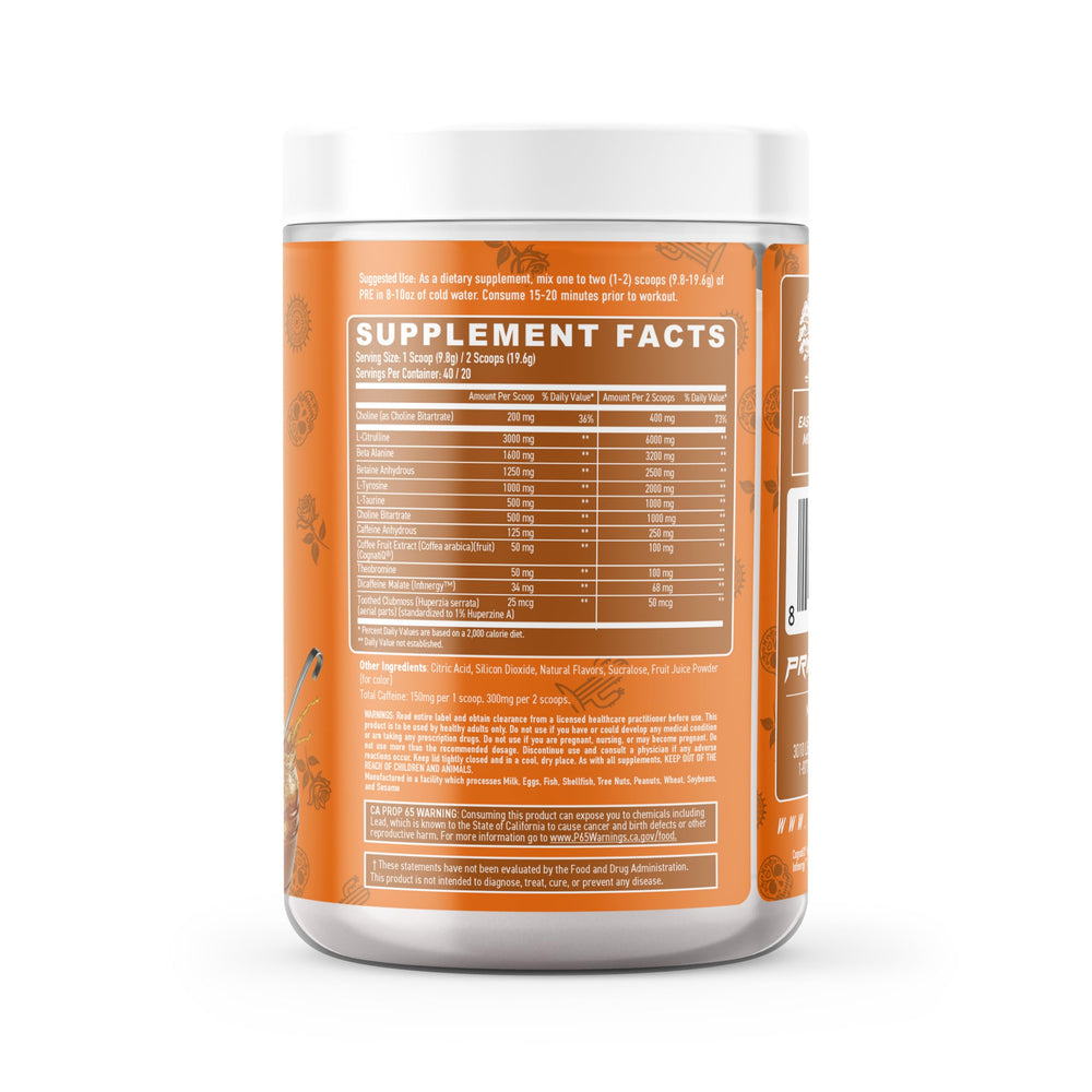 Primeval Labs PRE scoop dispensing powder for fast pre-workout dosing.