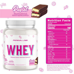 Primeval Labs Pure Whey scoop demonstrates easy mixing for quick shakes.