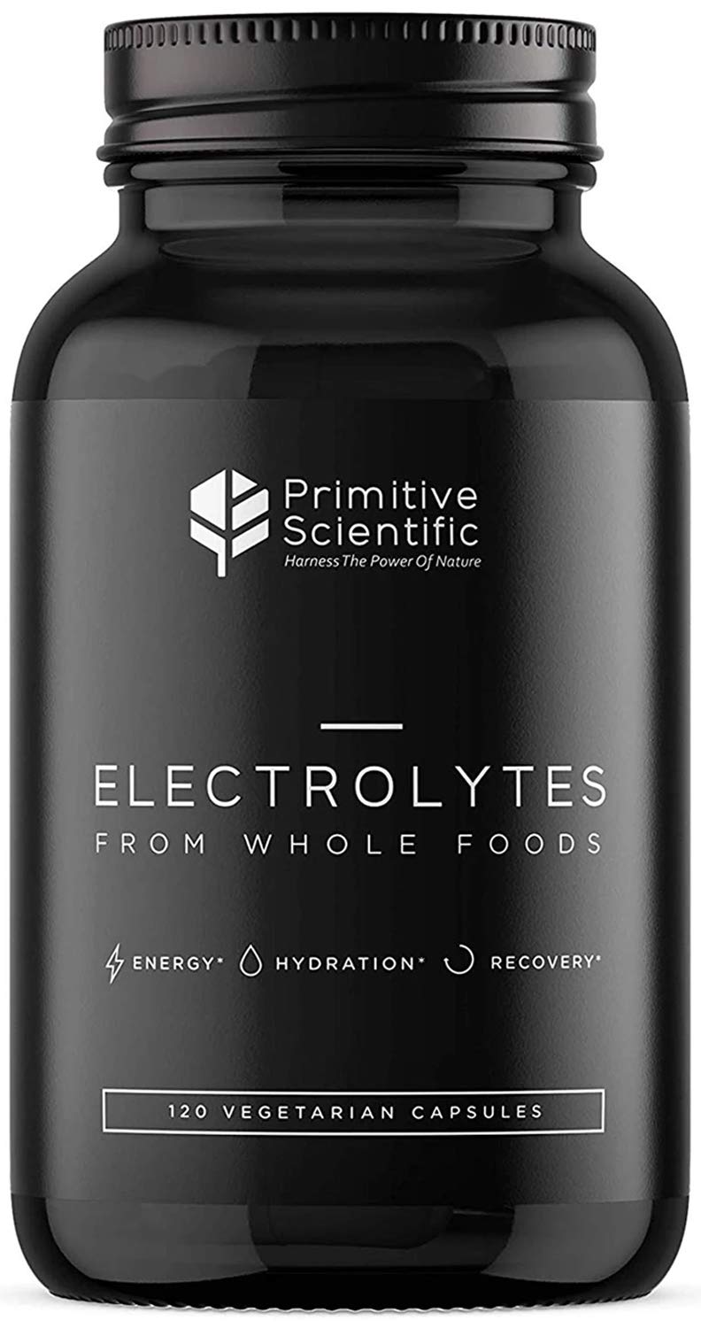 Primitive Scientific electrolyte capsules bottle for convenient on-the-go hydration with clean, whole-food minerals.