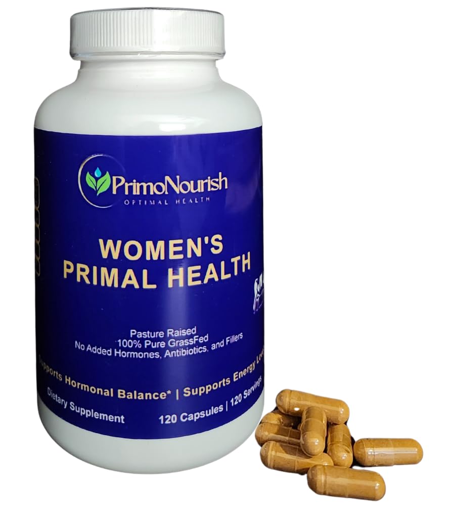 PrimoNourish Women’s Primal Health bottle—easy daily capsules for energy support.