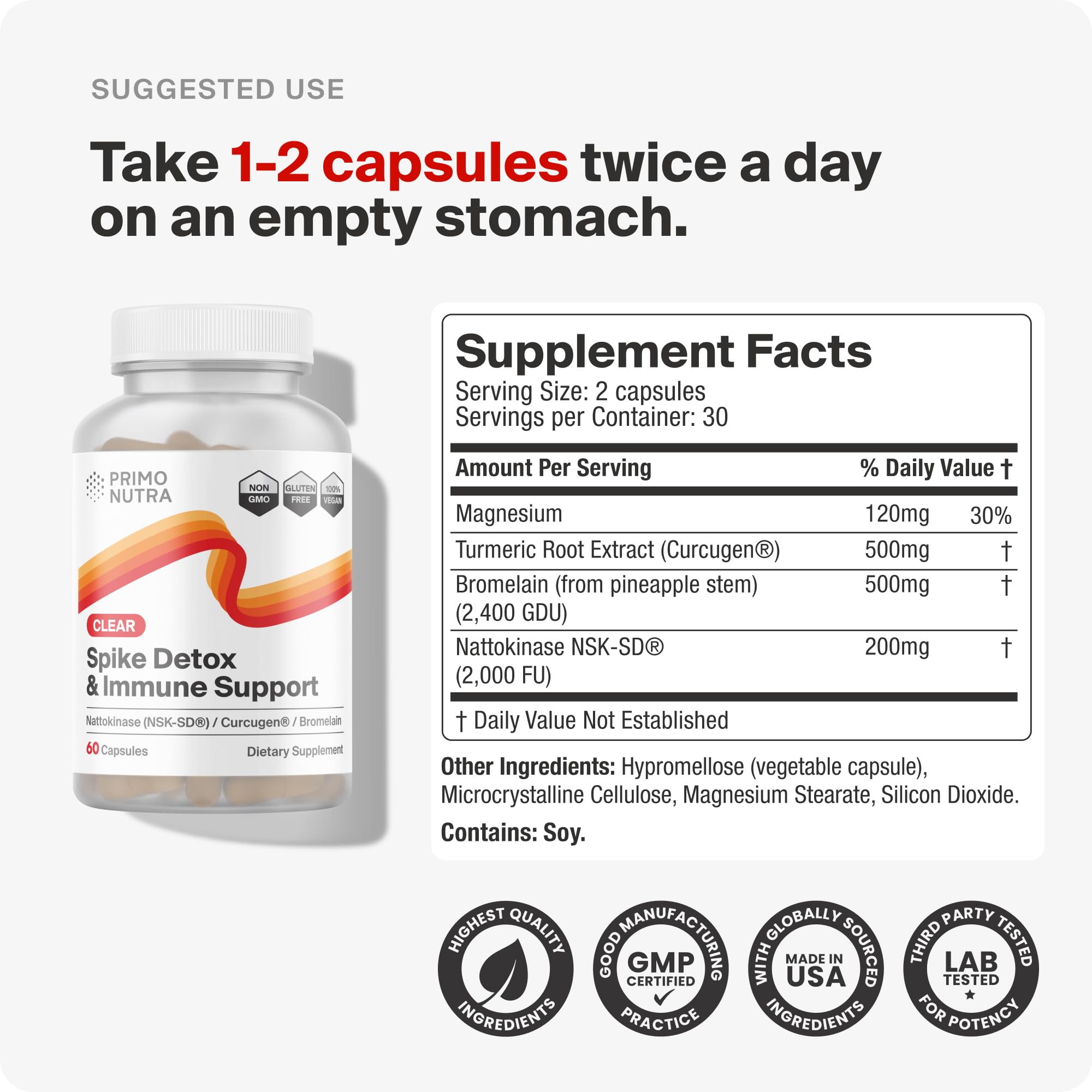 PRIMONUTRA Curcugen 500mg capsule with enhanced bioavailability for antioxidant support.