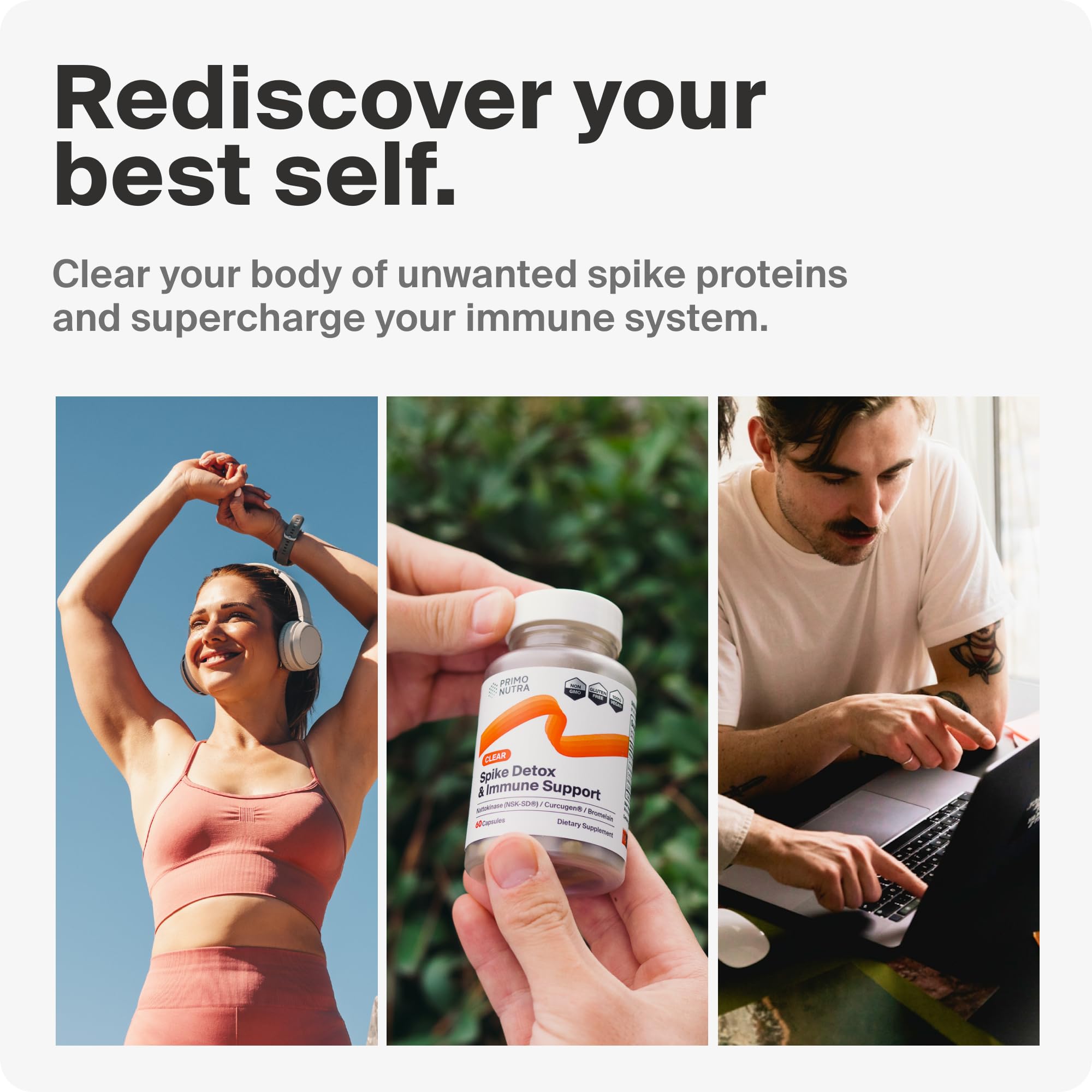 PRIMONUTRA Spike Detox bottle label highlights branded formula for trust.