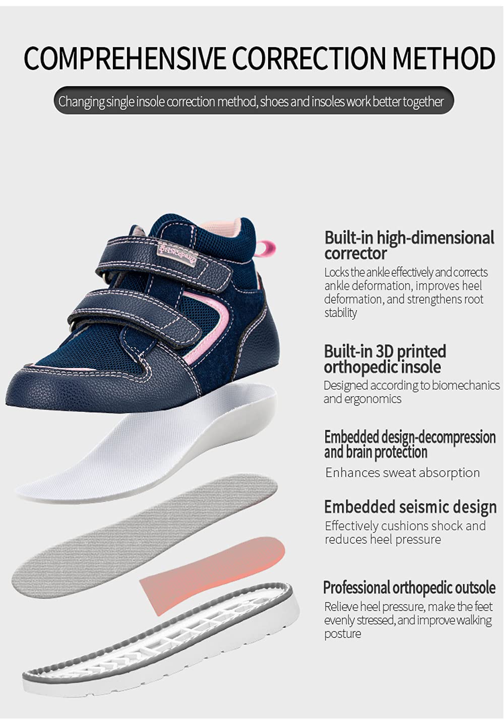 Princepard adjustable hook-and-loop closure adapts to different foot widths.