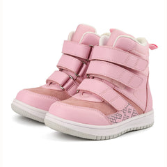 Princepard Kids Orthopedic Shoes pink side view showing ankle support for stable walking.