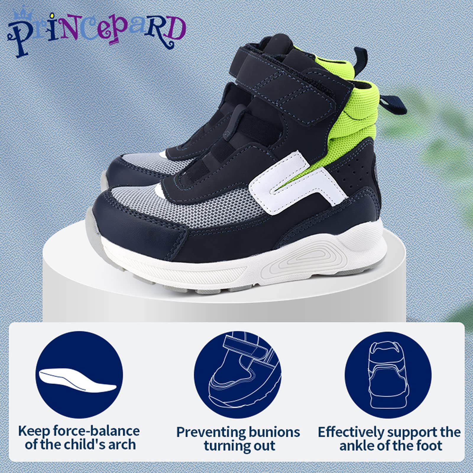 Princepard green sneakers showcased on kids walking outdoors to highlight balance and posture cues.