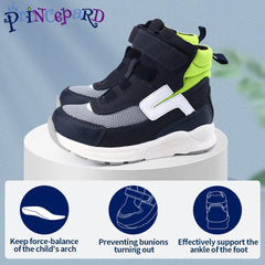 Princepard green sneakers showcased on kids walking outdoors to highlight balance and posture cues.