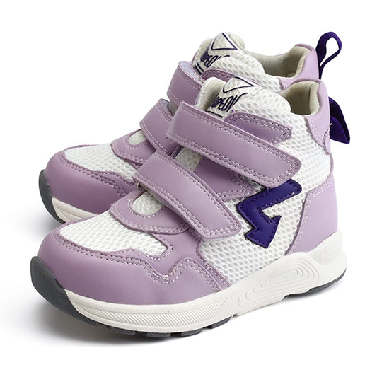 Princepard orthopedic kids shoes front view with pink high-top support.