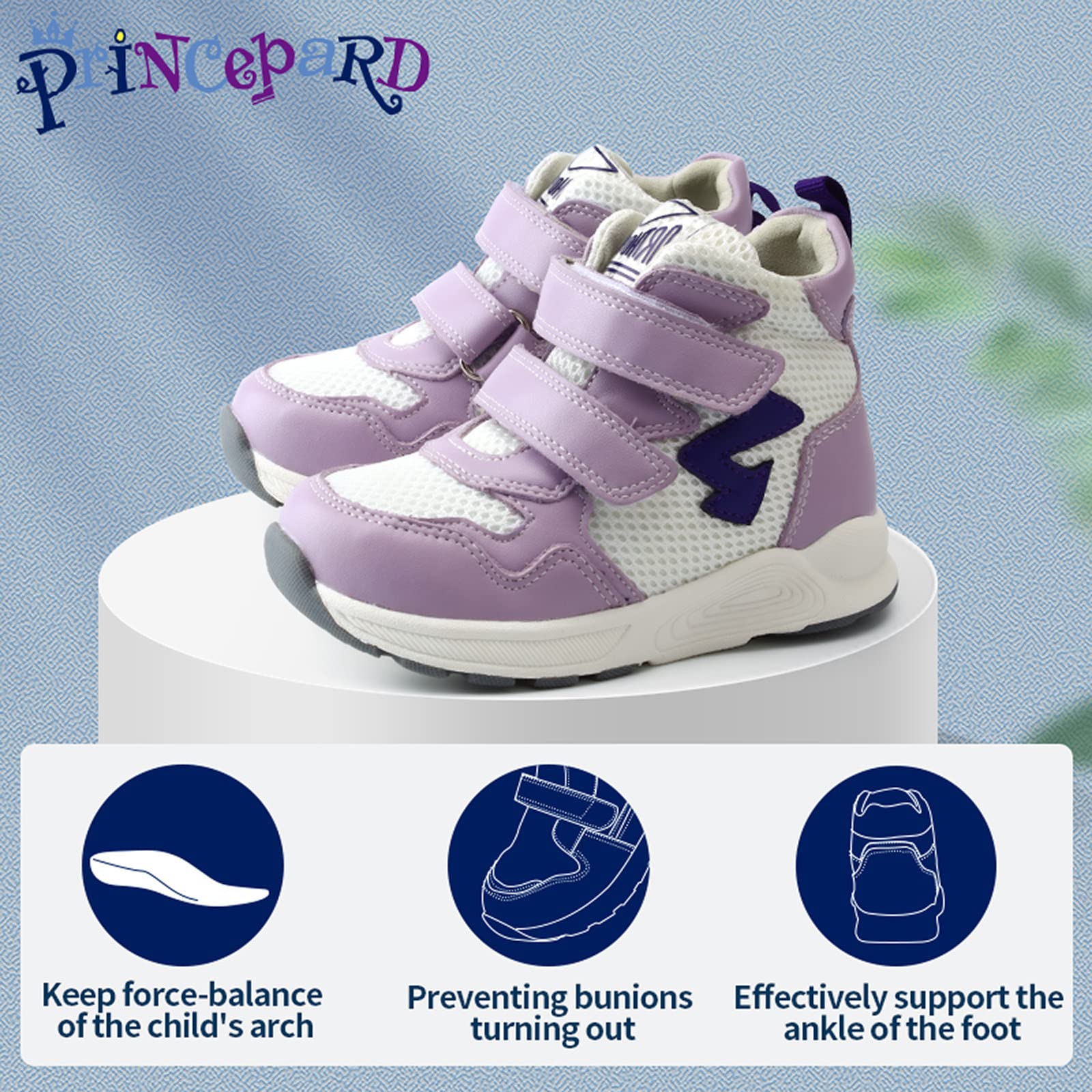 Princepard adjustable closure fits growing feet securely.