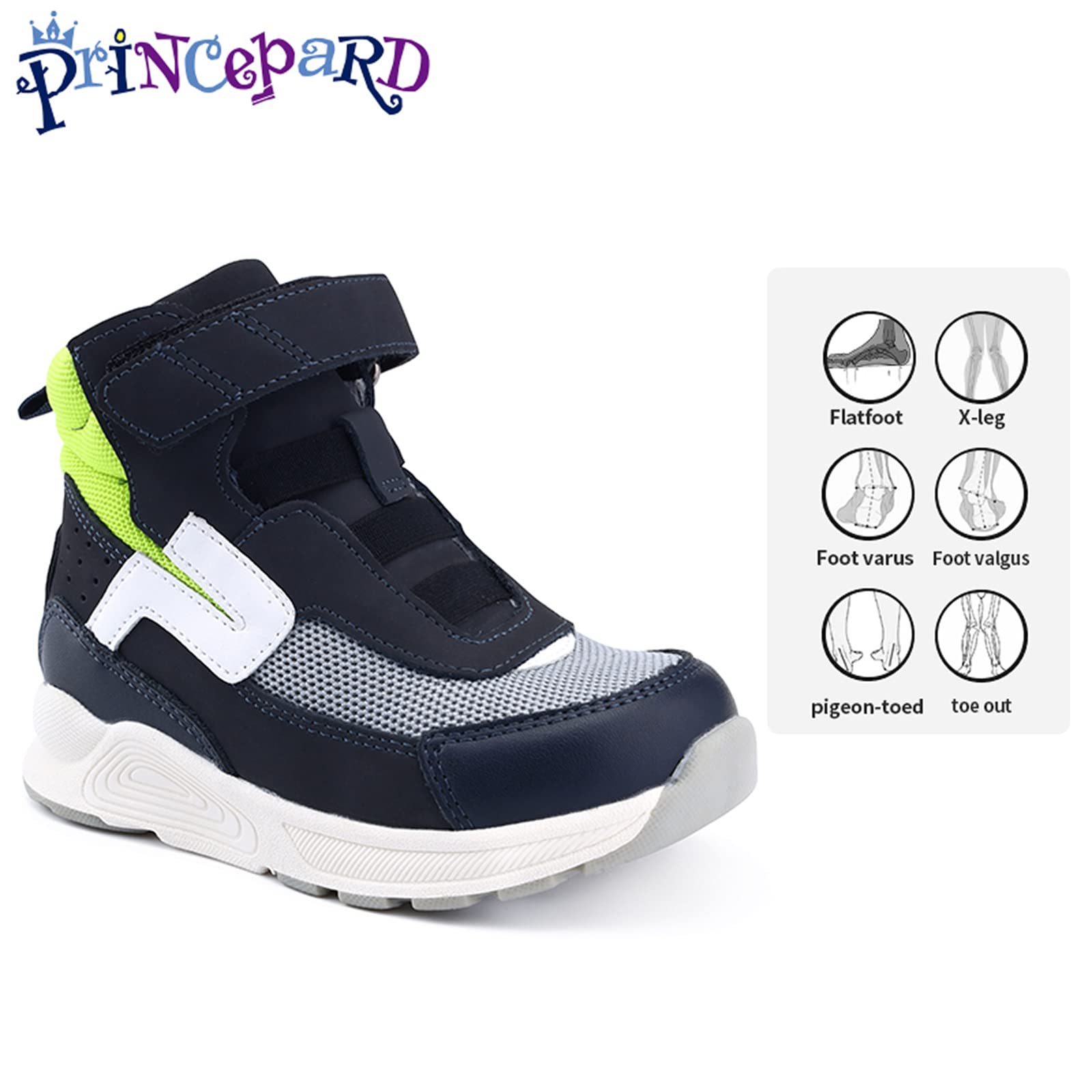 Princepard kids arch support feature supports growing arches for improved foot alignment.