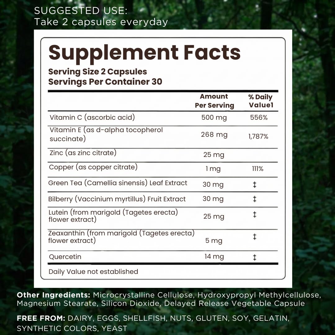 Pristene Macutene Protect label shows lutein and zeaxanthin for macular support