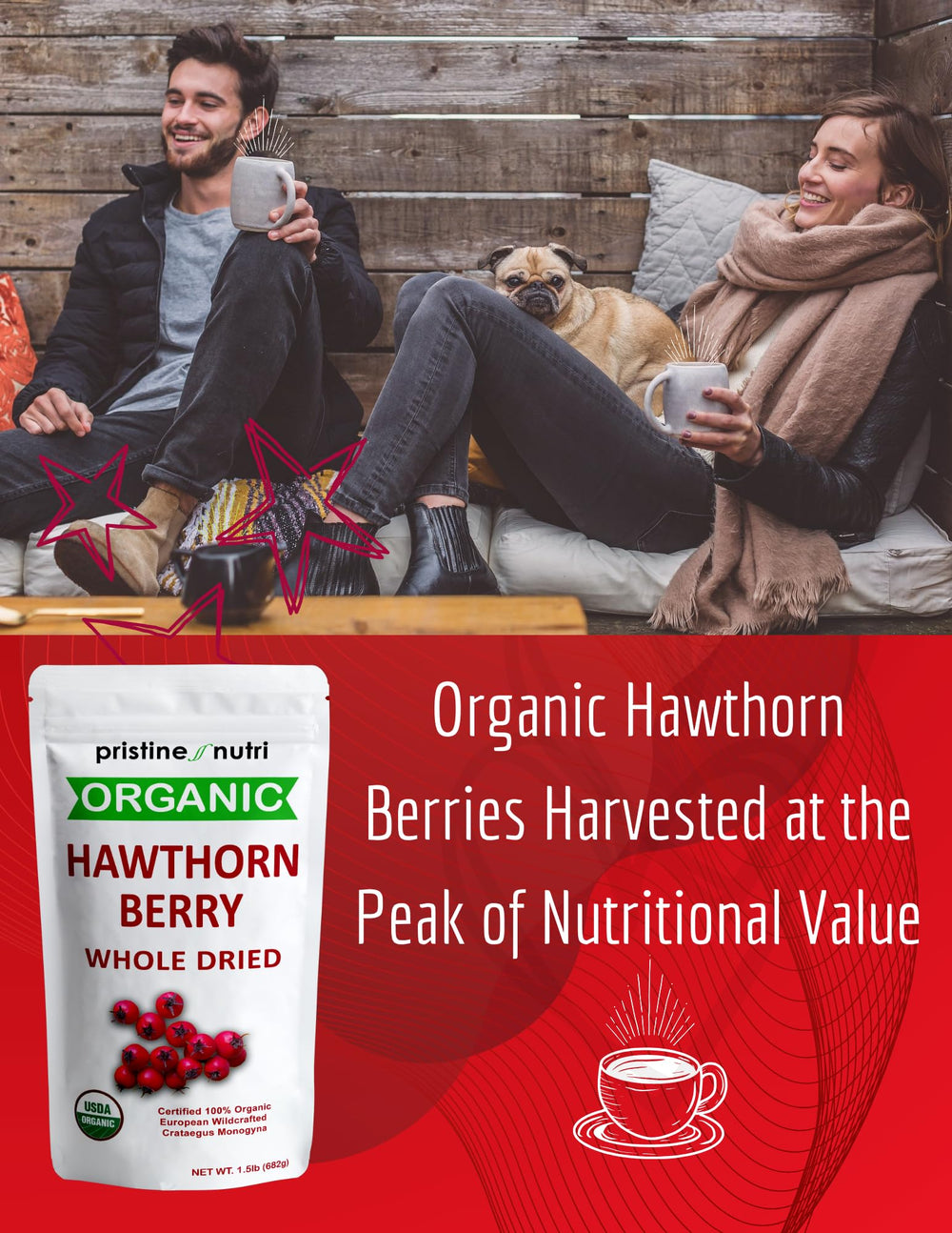 Pristine Nutri hawthorn berries resealable bag keeps freshness longer.