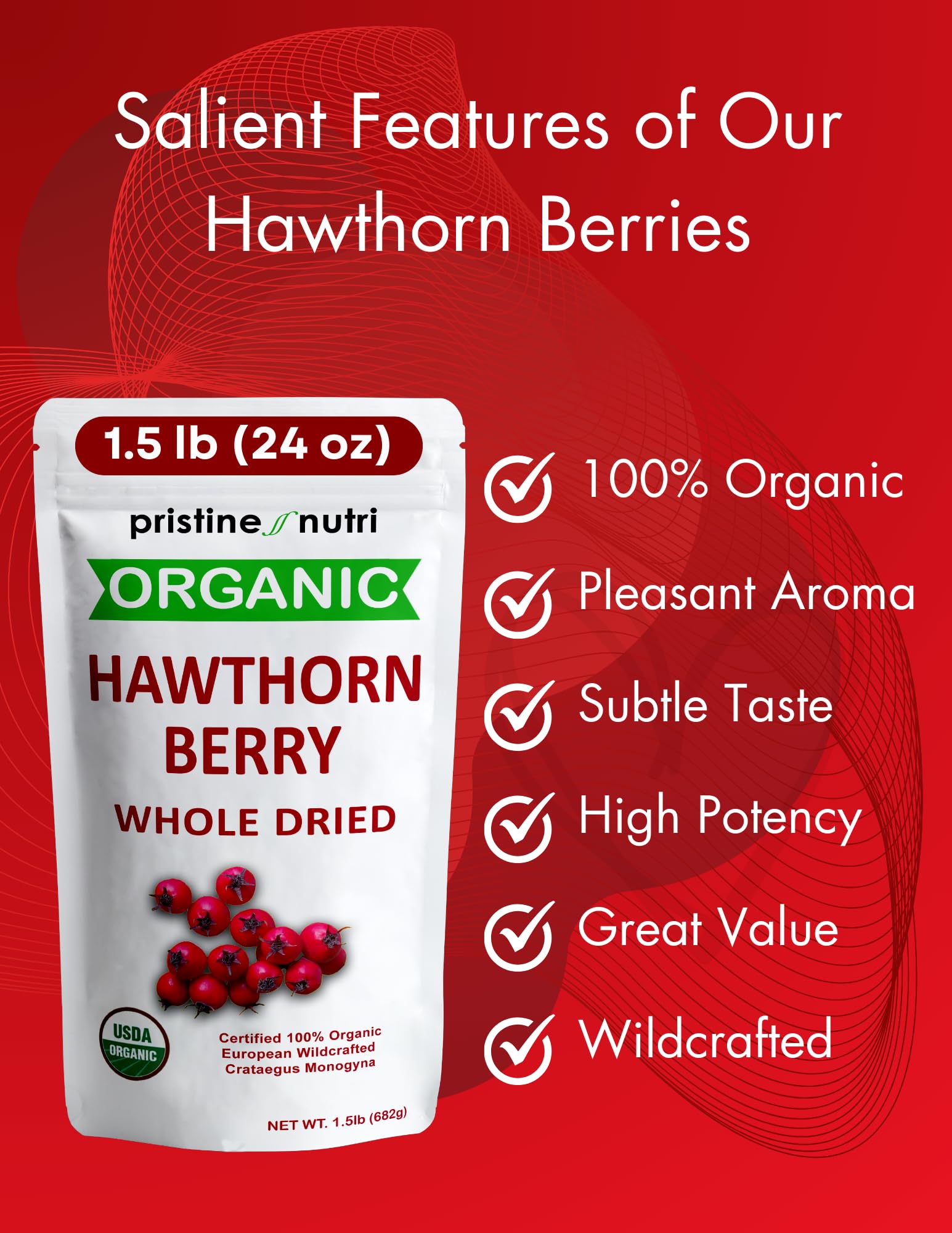 Pristine Nutri hawthorn berries tea setup inviting fragrant infusion.