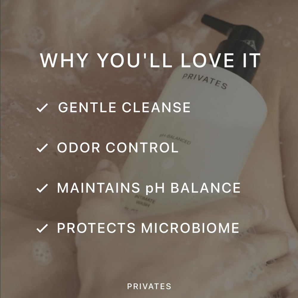 PRIVATES label close-up highlights fragrance-free, hypoallergenic formula for sensitive skin