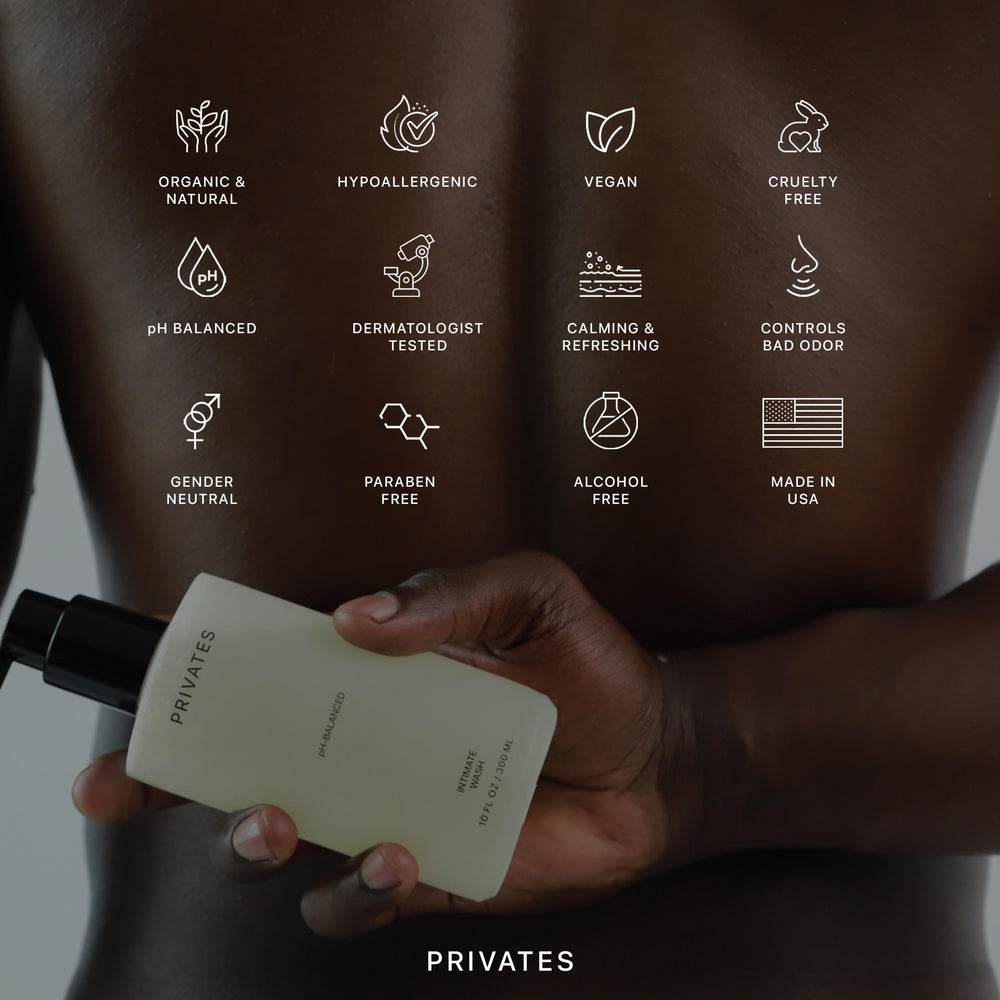 PRIVATES shower routine context suggests daily use for comfort and balance