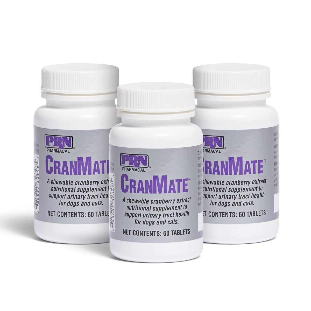 PRN CranMate bottle front showing pork-flavored cranberry supplement for urinary health support.