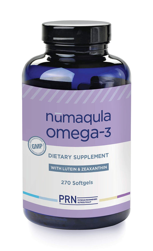 PRN nūmaqula Omega-3 bottle front for macular support.