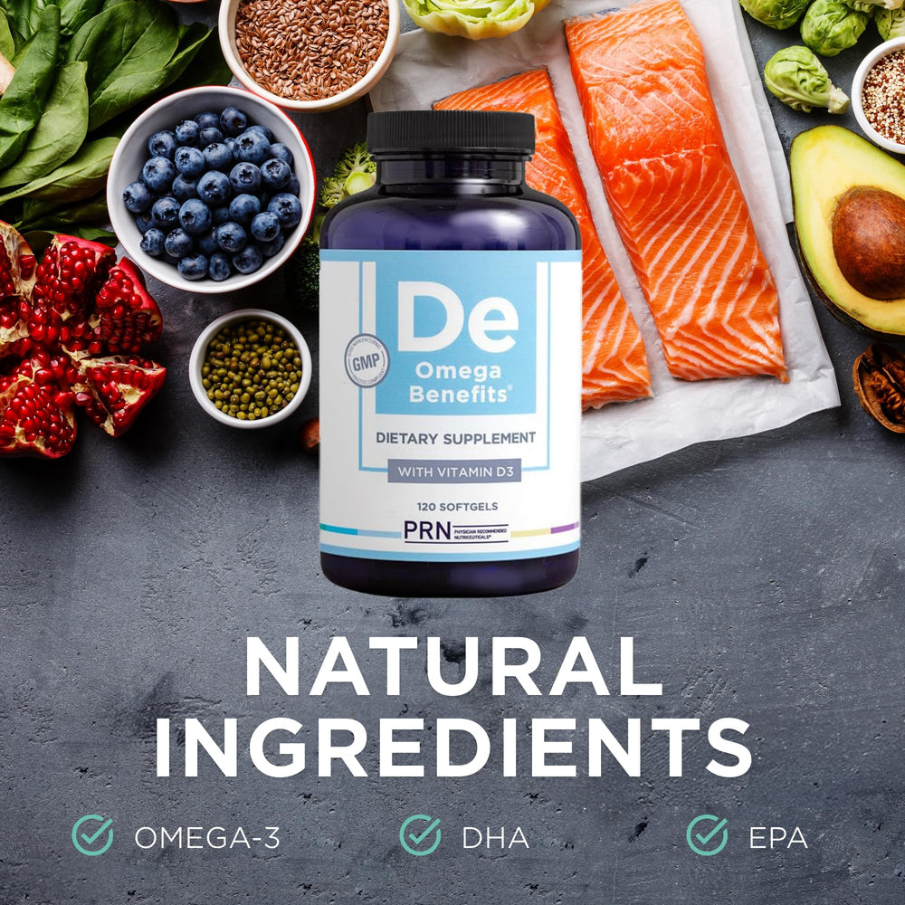 PRN Omega-3 daily dose shows two softgels per day.