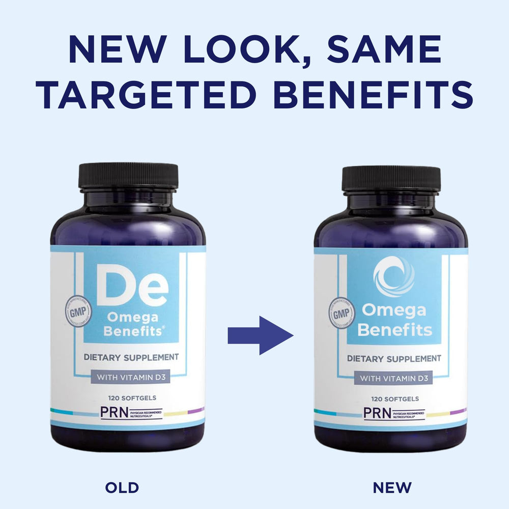 PRN Omega-3 softgels close-up highlighting triglyceride form and absorption.