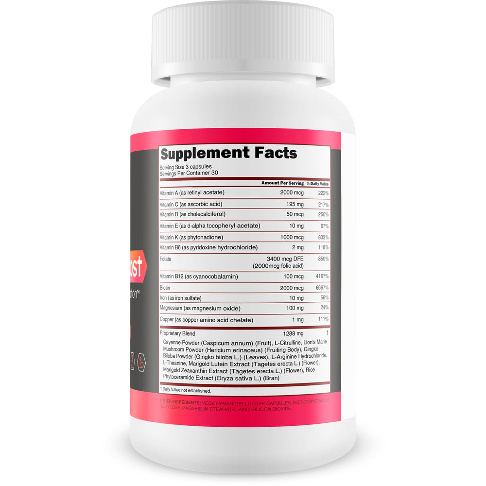 Pro EroBoost bottle side label with ingredients highlight for circulation