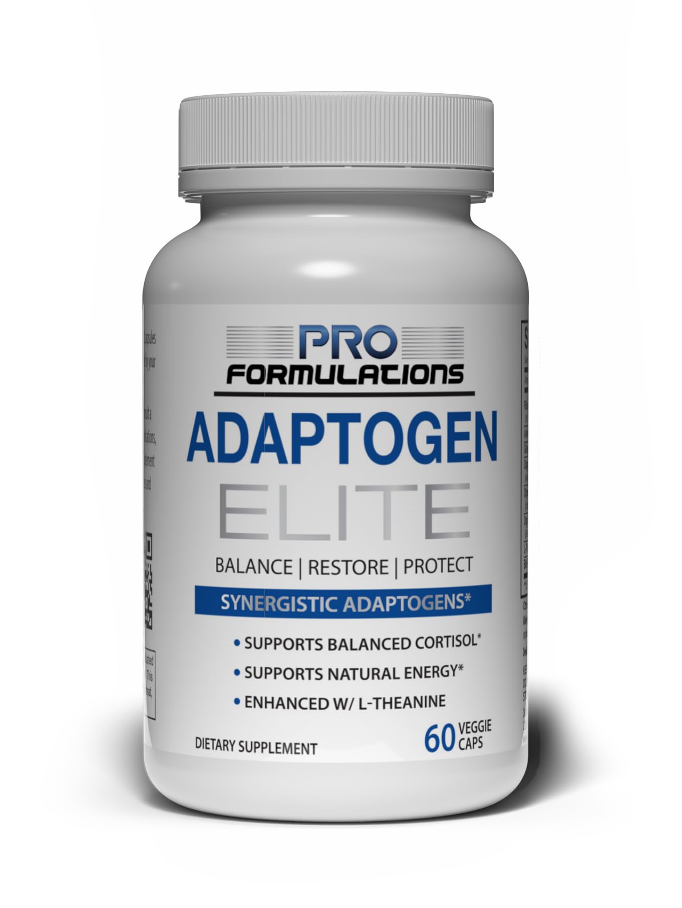 Pro Formulations MD Adaptogen Elite bottle with capsules for balanced energy support.