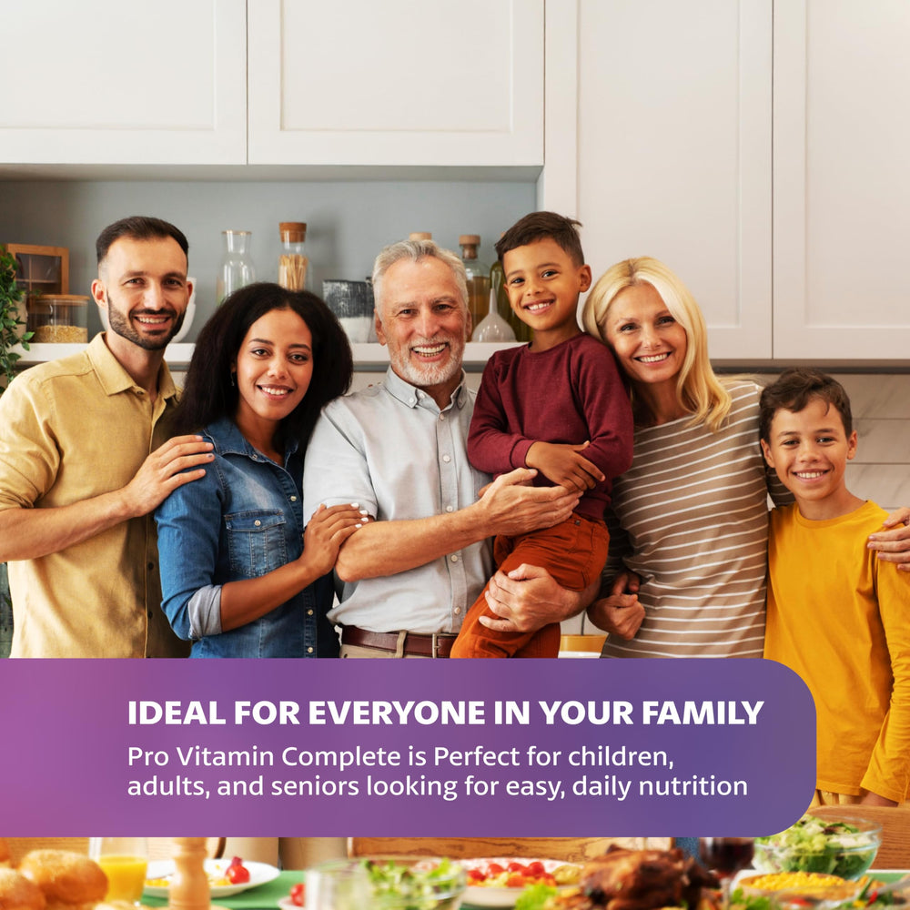 Pro Vitamin Complete fiber and phytonutrients image emphasizes gut-friendly nutrition.