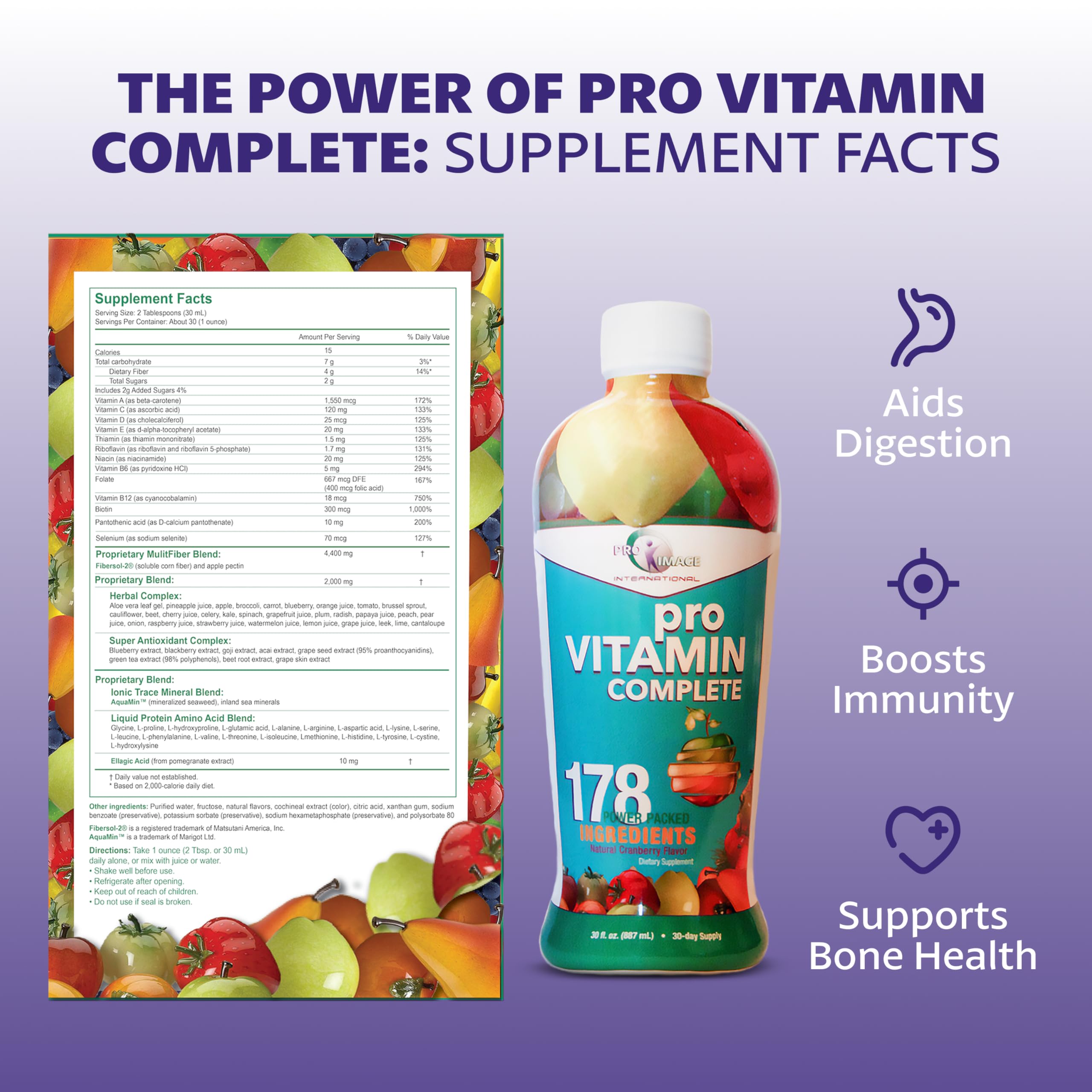 Pro Image International Pro Vitamin Complete green blend closeup highlights whole food greens.