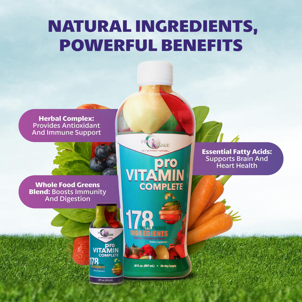 Pro Vitamin Complete liquid amino blend image suggests fast-acting protein support.