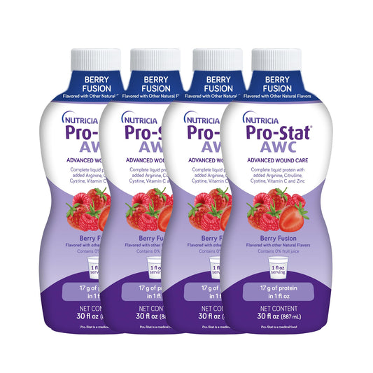 Pro-Stat AWC Berry Fusion bottle front view highlights ready-to-drink nutrition.