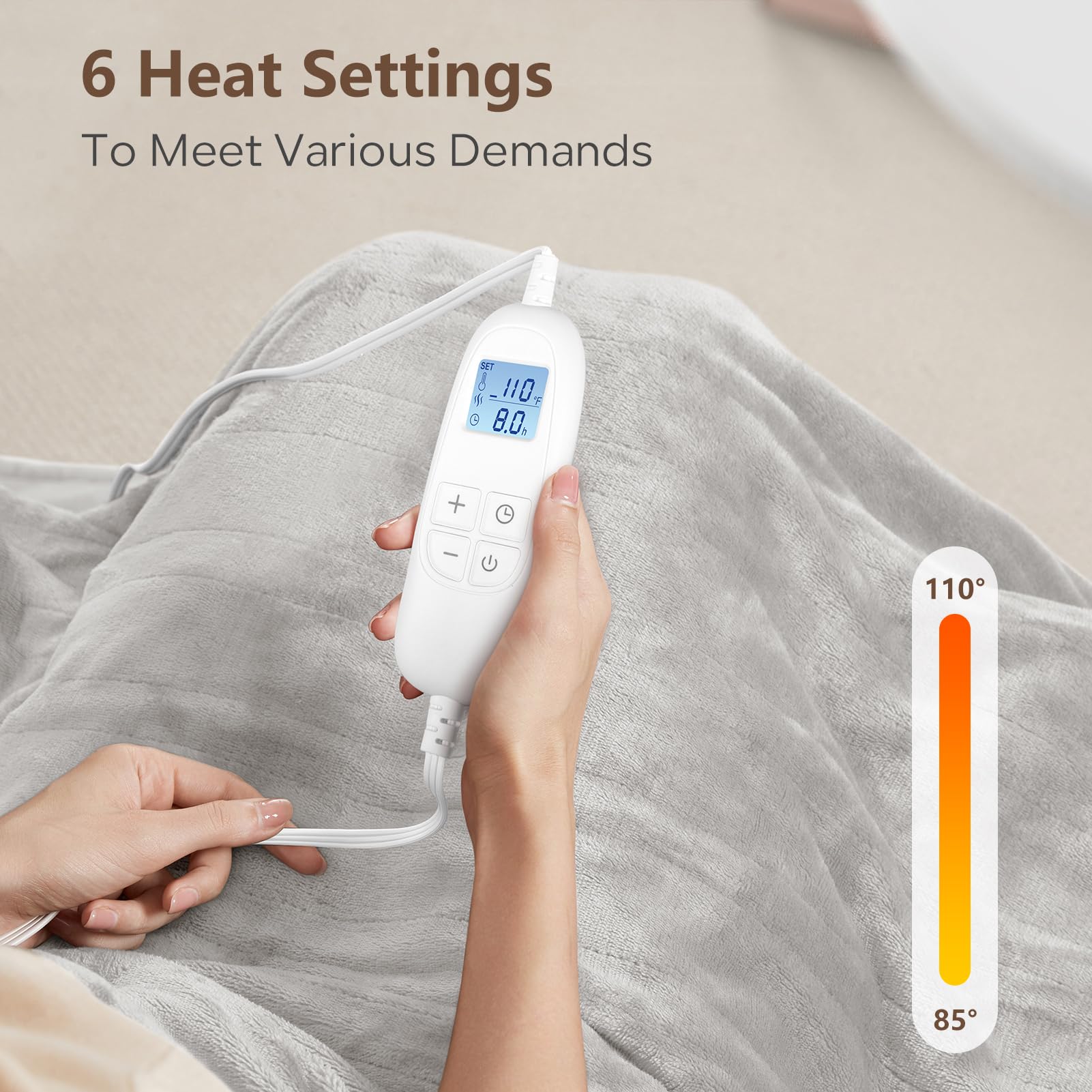 PROALLER control panel displaying six heat levels for customized warmth