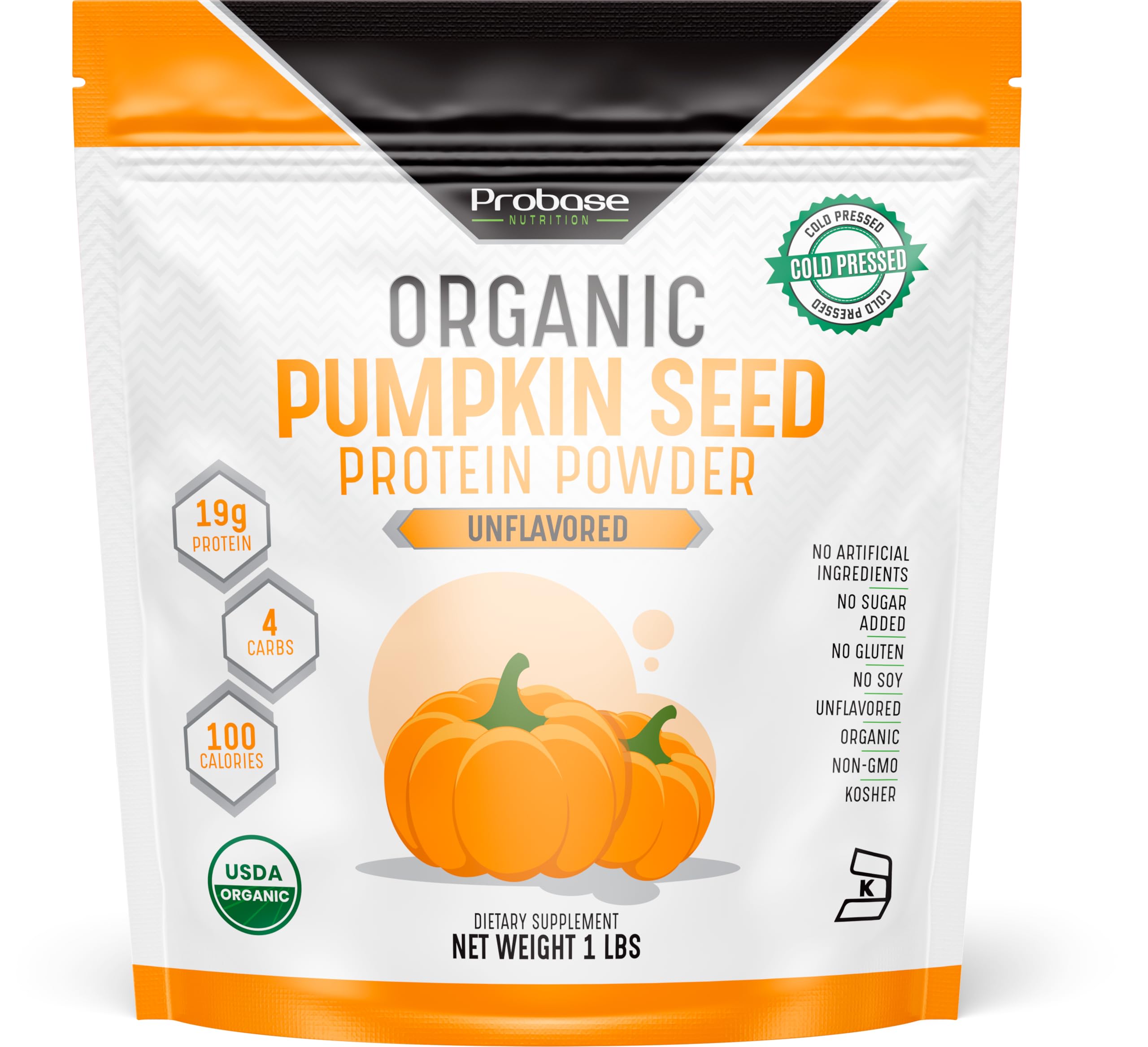 Probase Nutrition pumpkin seed protein powder jar for protein-rich smoothies.