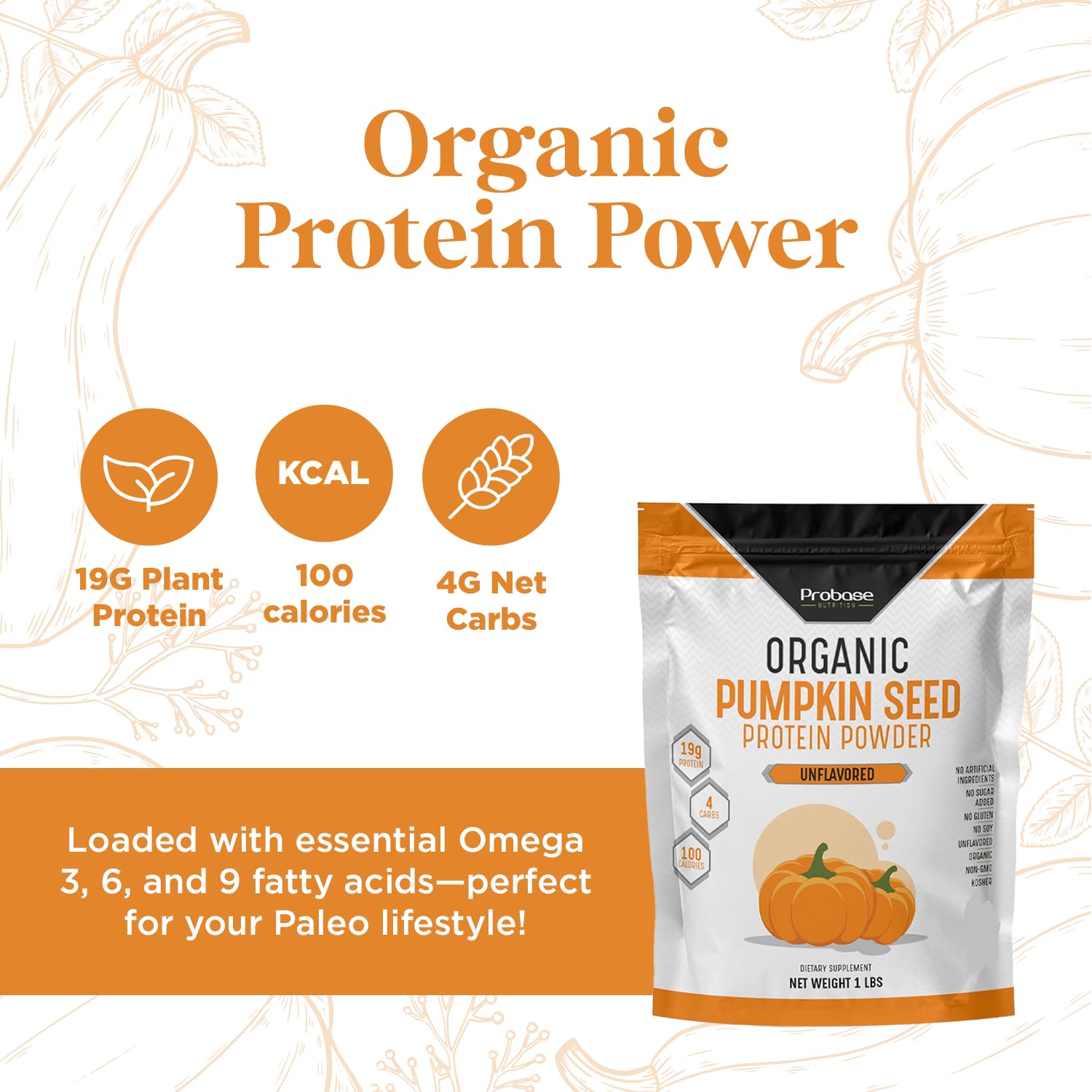 Probase Nutrition pumpkin seed protein powder stirred into oats for breakfast.