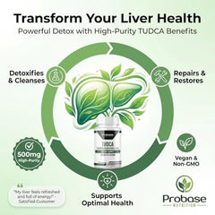 Probase Nutrition TUDCA label close-up highlighting high-purity bile salt formula