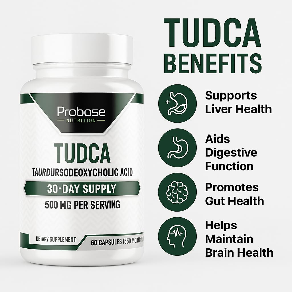 Probase Nutrition TUDCA displayed with a digestive health routine setup