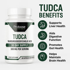 Probase Nutrition TUDCA displayed with a digestive health routine setup