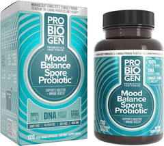 Probiogen Stress Mood Balance probiotic bottle promotes calm focus