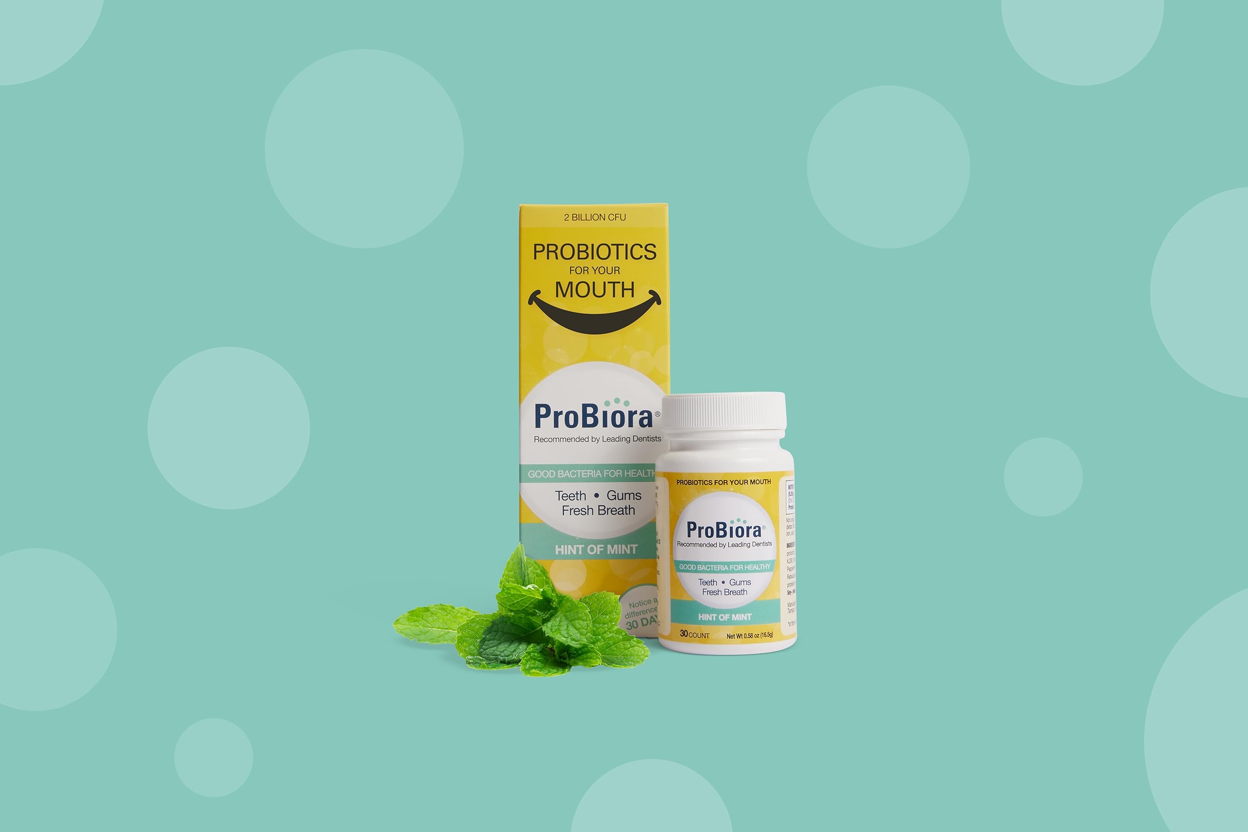 Nighttime routine with ProBiora Health tablets after brushing.