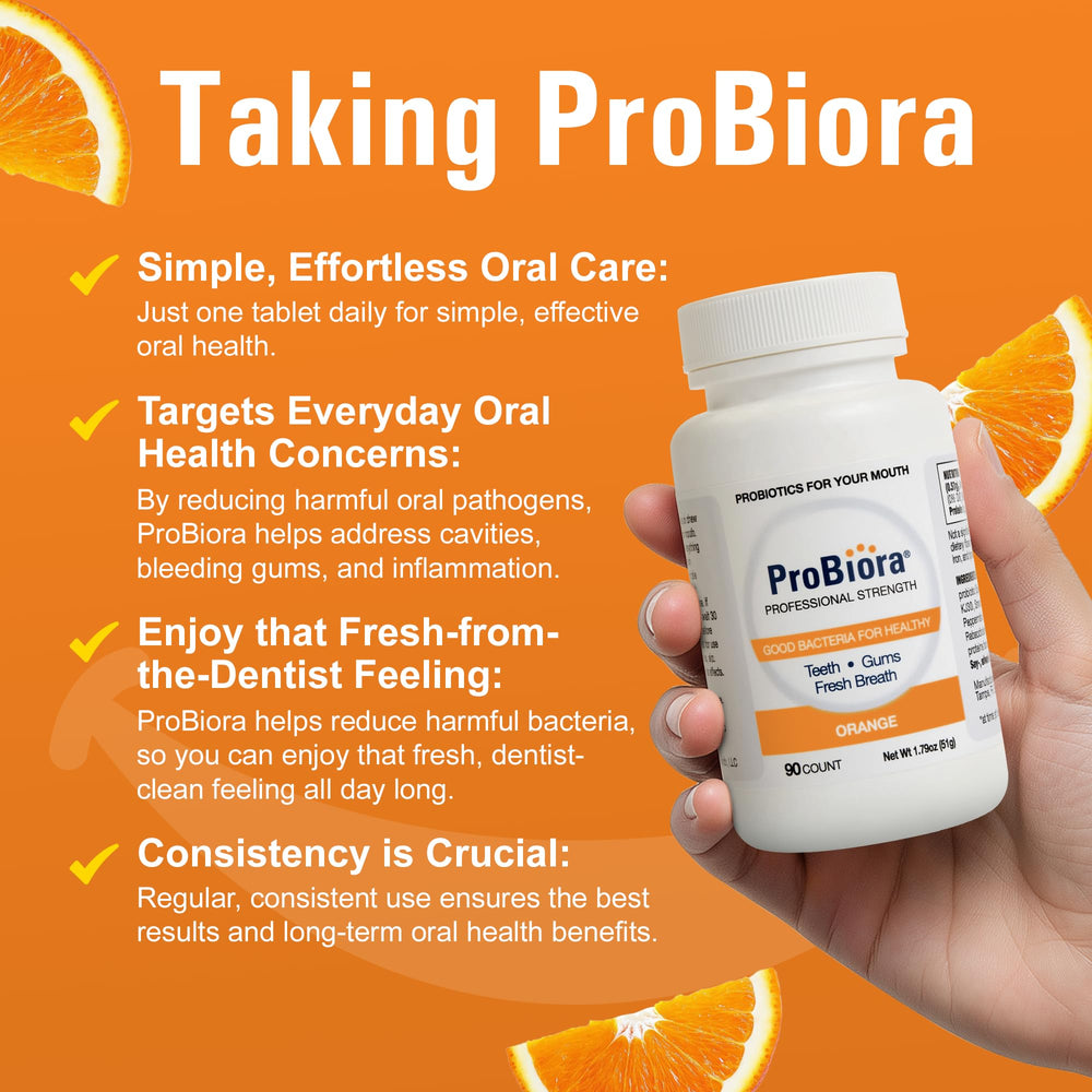 Patented ProBiora3 probiotic blend visual for mouth health.
