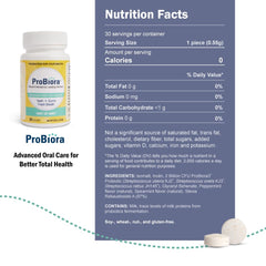 Close-up of a ProBiora Health tablet being chewed for nightly use.