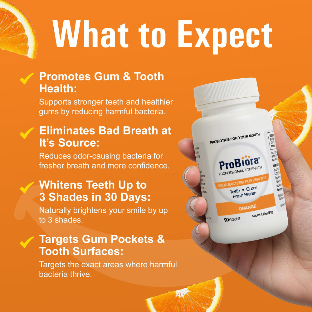 Tablet dissolving on tongue to support mouth balance with ProBiora Health.
