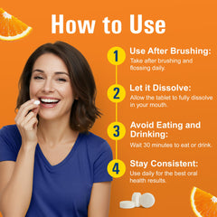 Whitening support through gentle peroxide release by ProBiora Health tablets.