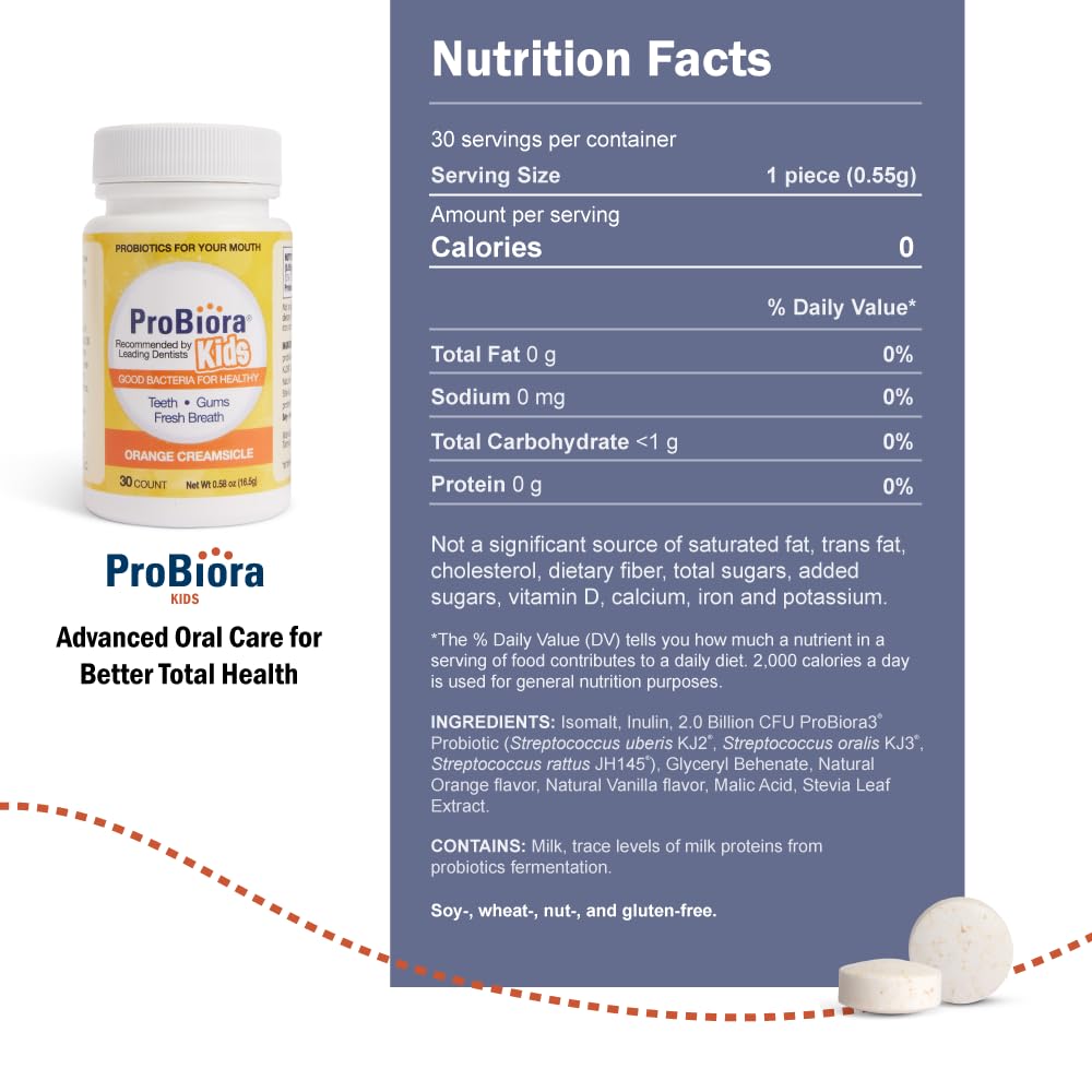 ProBiora Kids daily tablet supports tooth and gum wellness