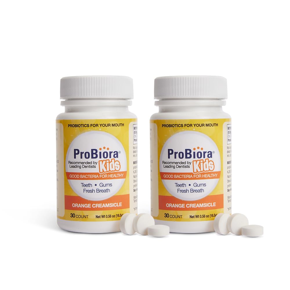 Probiora Kids orange creamsicle chewable tablet supports fresher breath and healthier gums