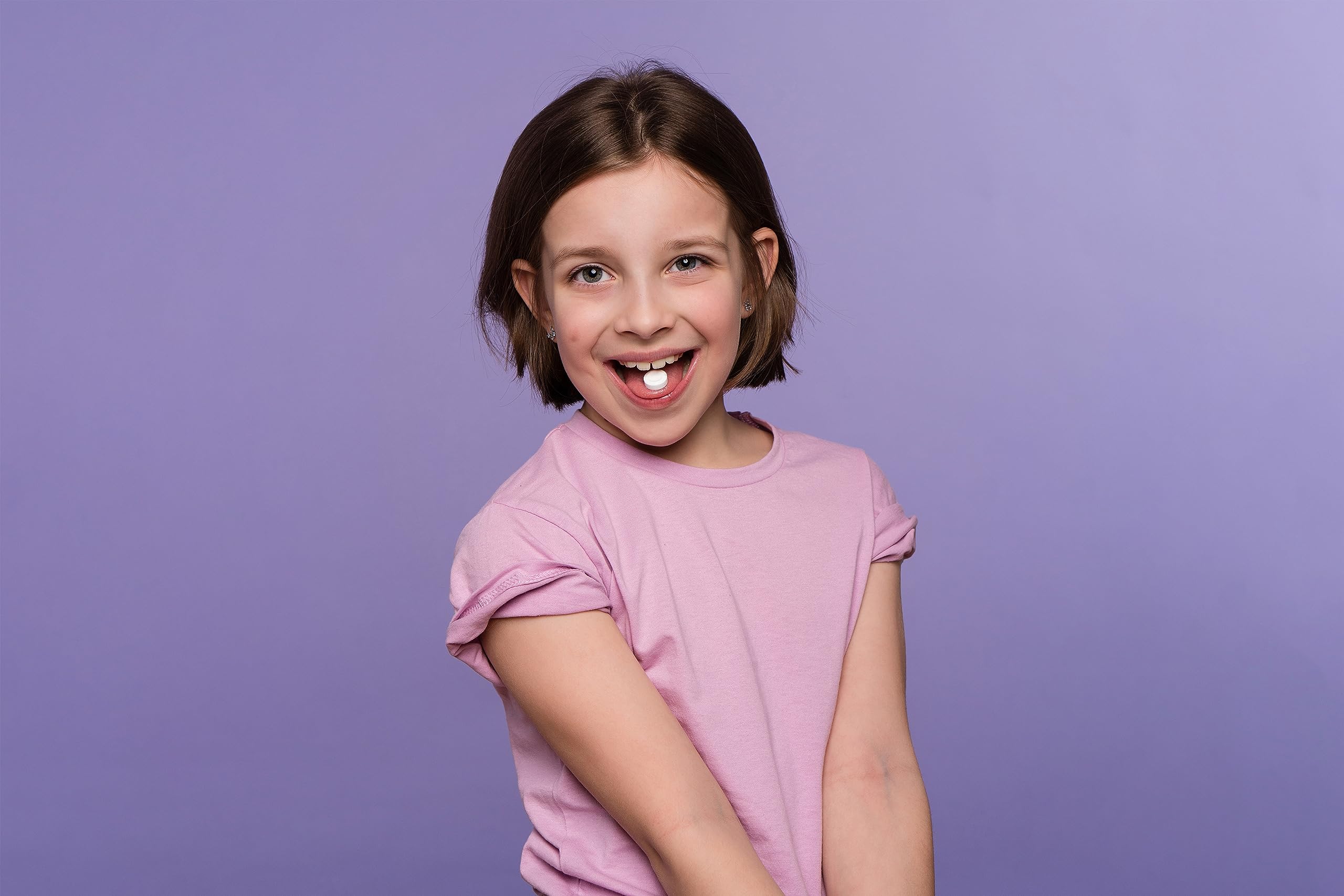 ProBiora Kids tablet on surface shows support for healthy teeth and gums