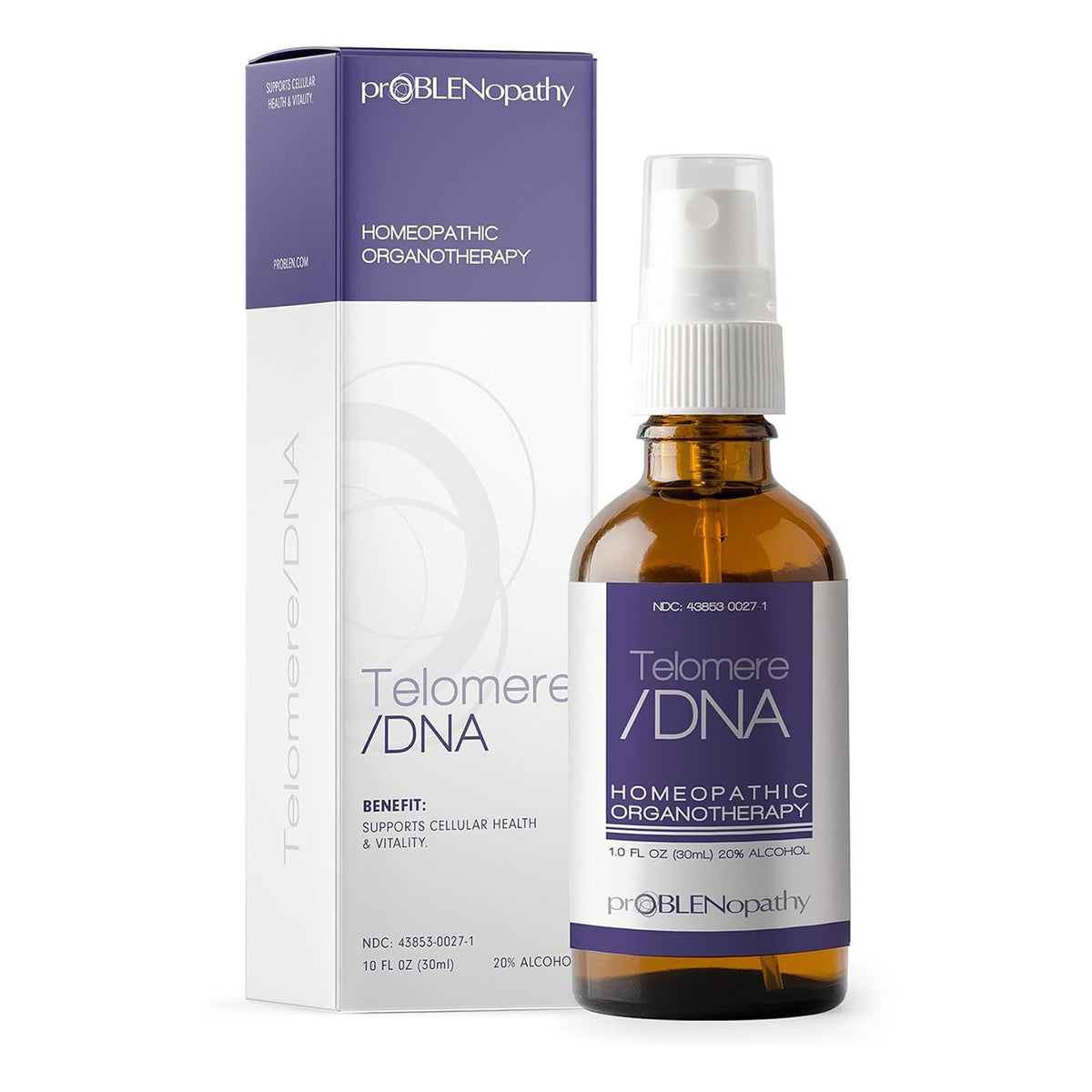 proBLENopathy telomere-lengthening supplement bottle shown for daily immune support