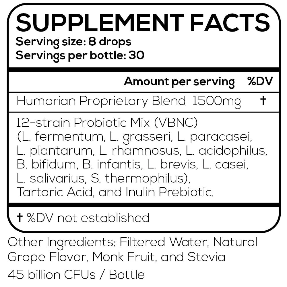 Probonix Humarian in water glass for easy mixing.