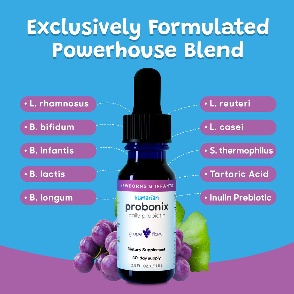 Probonix grape flavor infant drops highlighted for easy-taste dosing