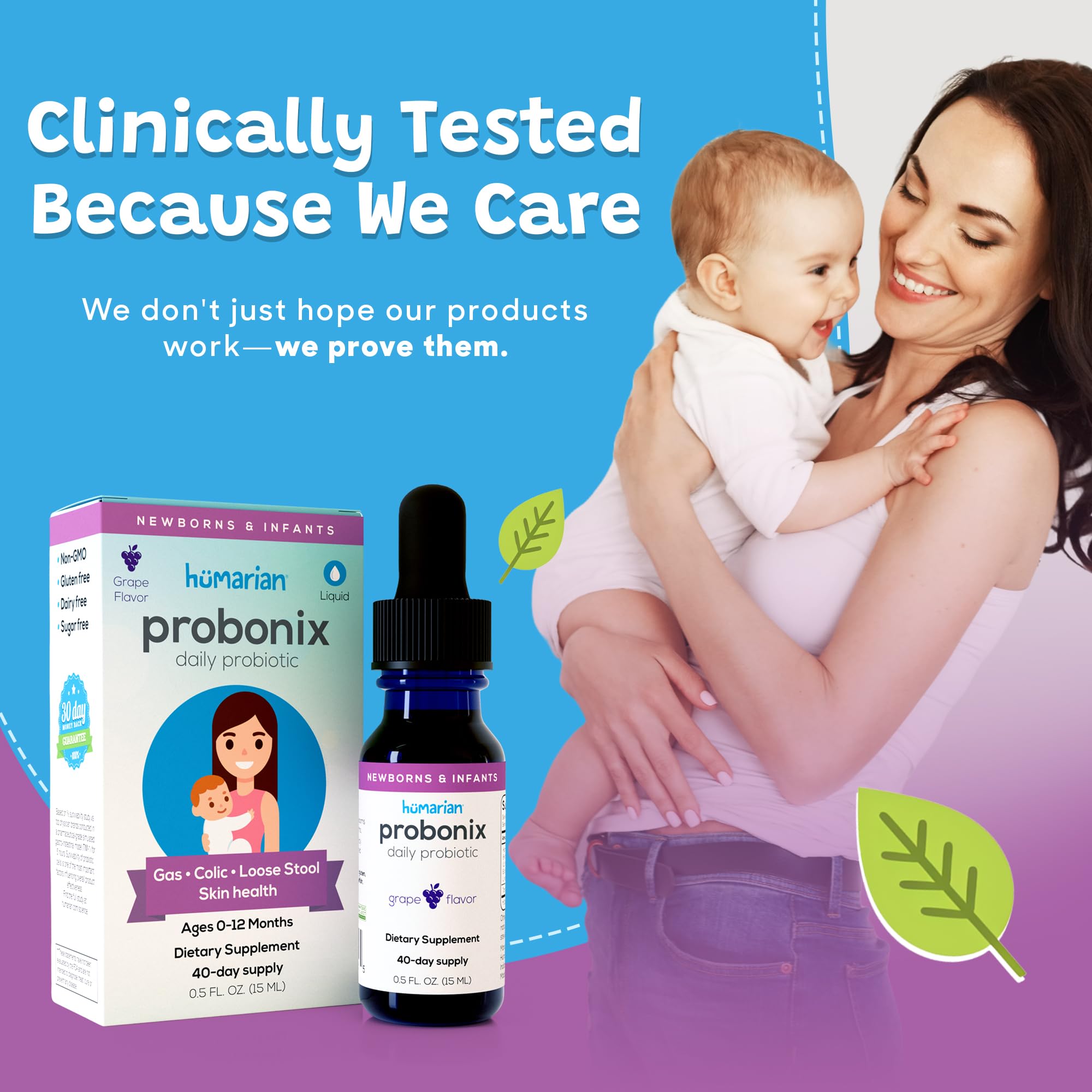 Probonix infant drops image emphasizing immune-support potential via balanced gut flora