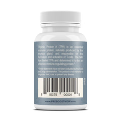 Ingredients panel for ProBoost Thymic Protein A Tablets showing non-GMO ingredients.